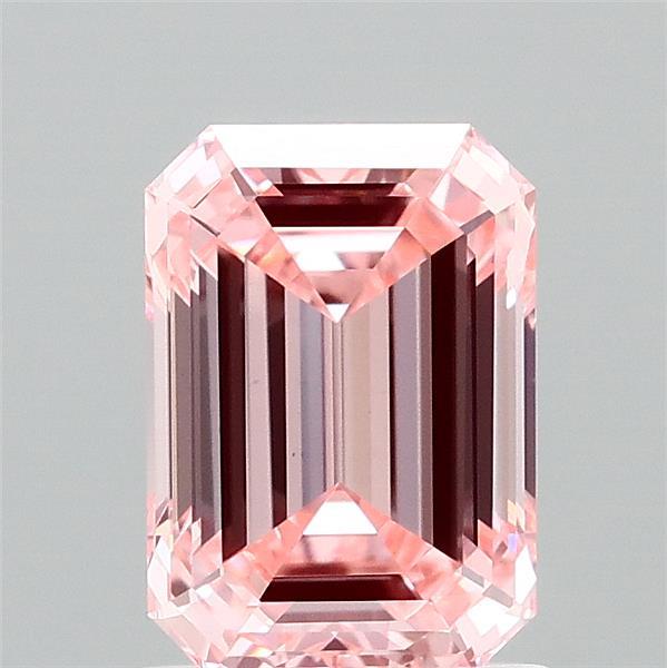 1.43 Carat Emerald Lab Grown Diamond, Fancy Vivid Pink Color, VS1 Clarity