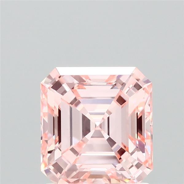 1.43 Carat Emerald Lab Grown Diamond, Fancy Vivid Pink Color, VVS2 Clarity
