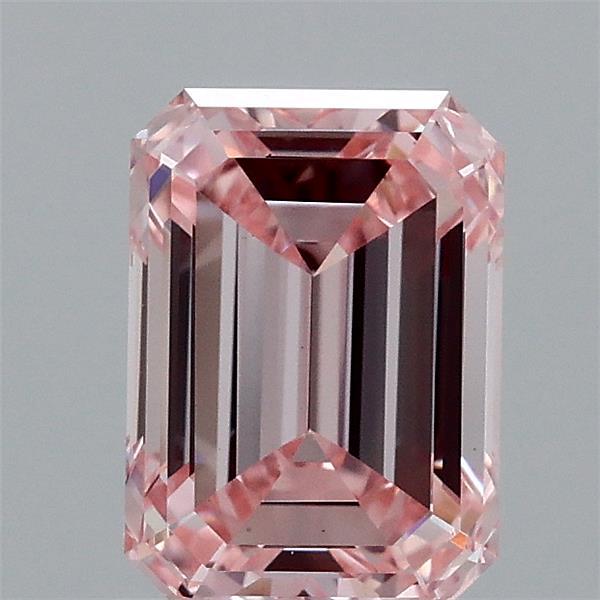 1.40 Carat Emerald Lab Grown Diamond, Fancy Intense Pink Color, VS1 Clarity