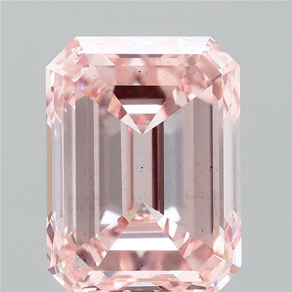 6.01 Carat Emerald Lab Grown Diamond, Fancy Intense Pink Color, VS2 Clarity
