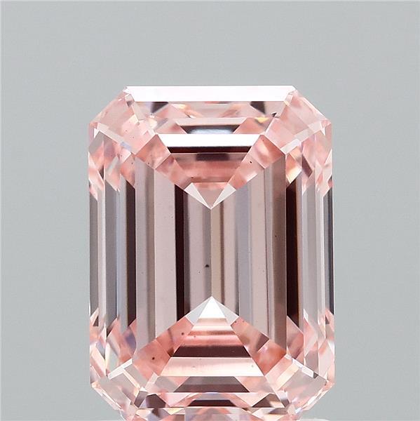 2.03 Carat Emerald Lab Grown Diamond, Fancy Vivid Pink Color, VS1 Clarity