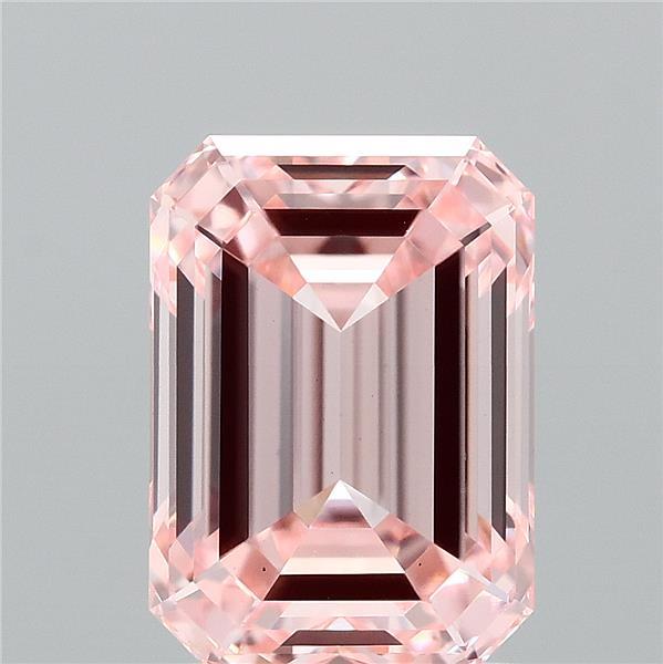 2.05 Carat Emerald Lab Grown Diamond, Fancy Intense Pink Color, VS1 Clarity
