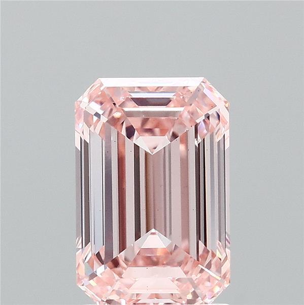 2.16 Carat Emerald Lab Grown Diamond, Fancy Intense Pink Color, VS1 Clarity