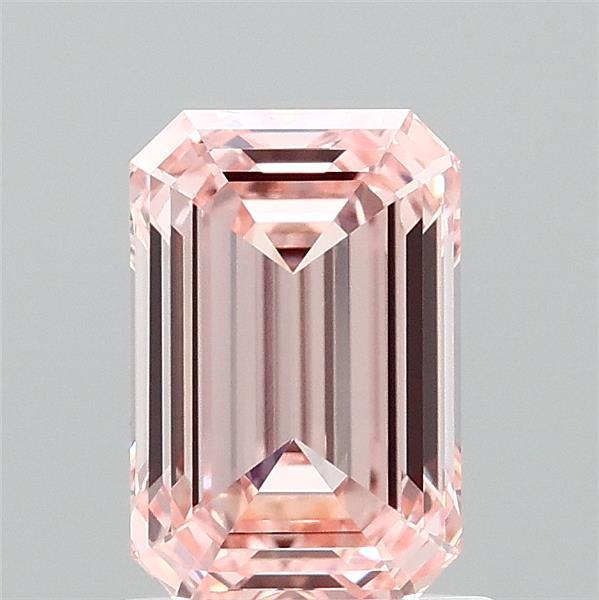 1.35 Carat Emerald Lab Grown Diamond, Fancy Intense Pink Color, VVS2 Clarity