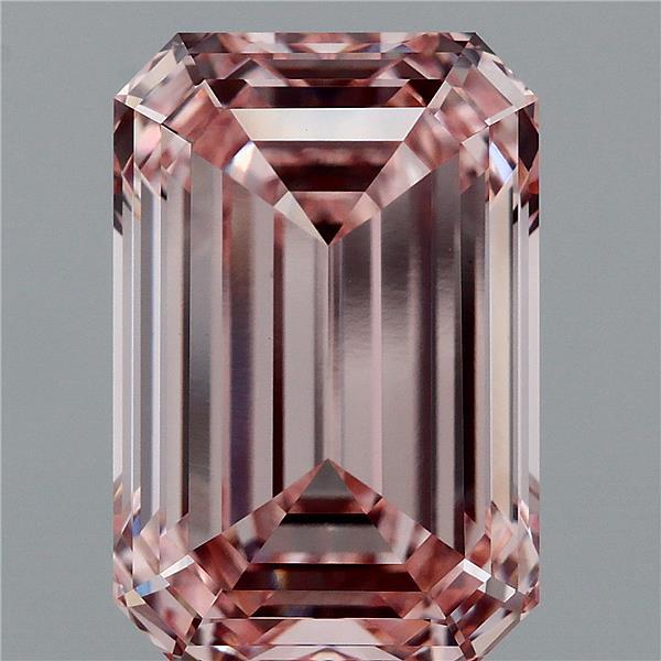 6.10 Carat Emerald Lab Grown Diamond, Fancy Intense Pink Color, VVS2 Clarity