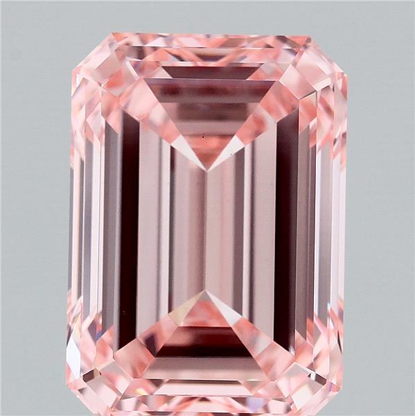 8.61 Carat Emerald Lab Grown Diamond, Fancy Vivid Pink Color, VS1 Clarity