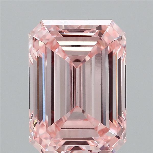 5.00 Carat Emerald Lab Grown Diamond, Fancy Intense Pink Color, VS2 Clarity