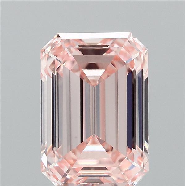 2.03 Carat Emerald Lab Grown Diamond, Fancy Intense Pink Color, VS1 Clarity