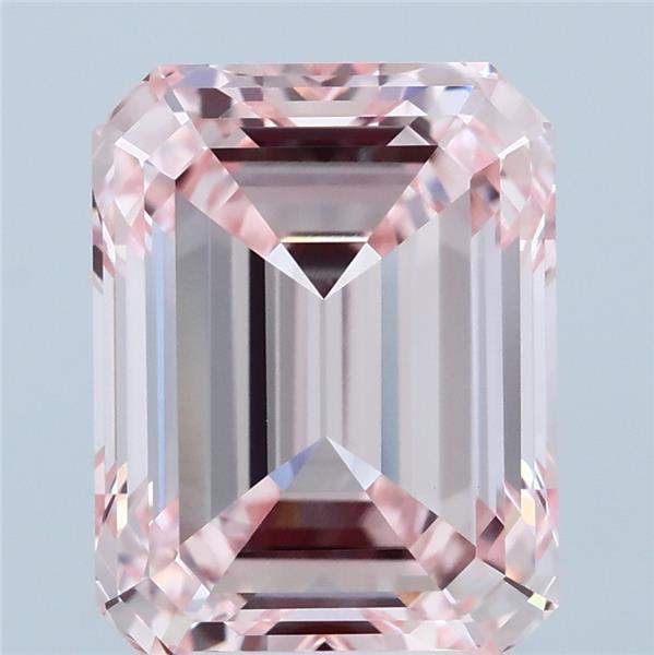 5.02 Carat Emerald Lab Grown Diamond, Fancy Intense Pink Color, VVS2 Clarity
