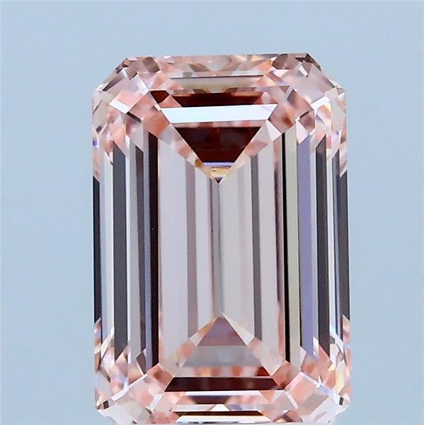 2.04 Carat Emerald Lab Grown Diamond, Fancy Intense Pink Color, VVS2 Clarity