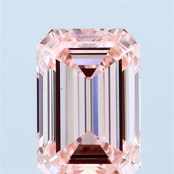 2.03 Carat Emerald Lab Grown Diamond, Fancy Intense Pink Color, VS1 Clarity