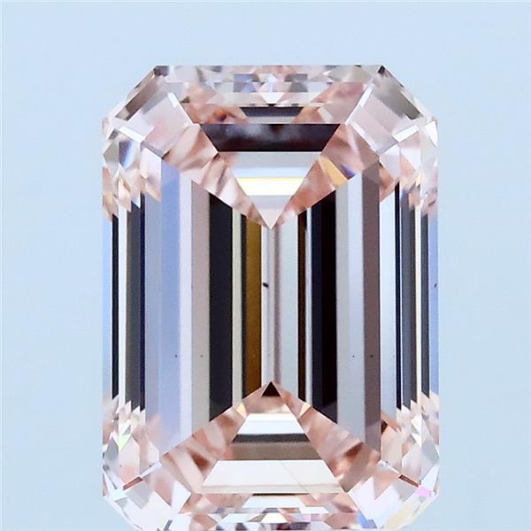 3.08 Carat Emerald Lab Grown Diamond, Fancy Intense Pink Color, VS2 Clarity