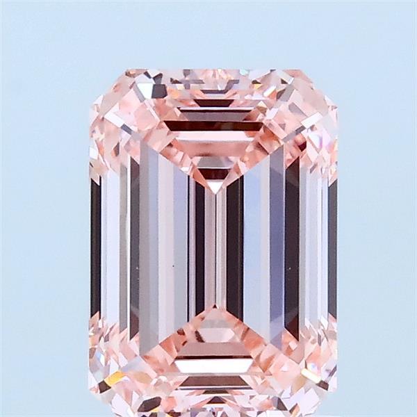 1.50 Carat Emerald Lab Grown Diamond, Fancy Intense Pink Color, VS1 Clarity