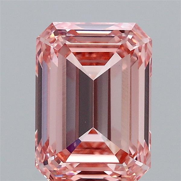 1.80 Carat Emerald Lab Grown Diamond, Fancy Vivid Pink Color, VVS2 Clarity