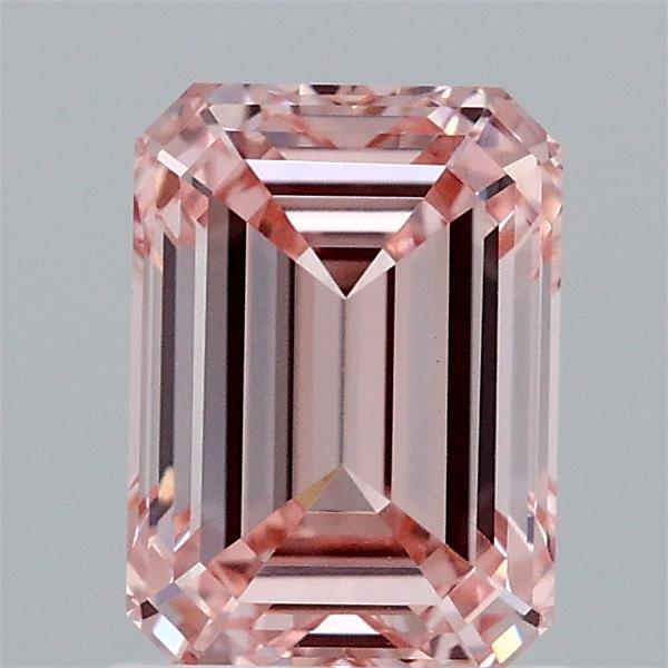 1.50 Carat Emerald Lab Grown Diamond, Fancy Intense Pink Color, VS1 Clarity