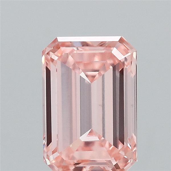 0.76 Carat Emerald Lab Grown Diamond, Fancy Intense Pink Color, VVS2 Clarity