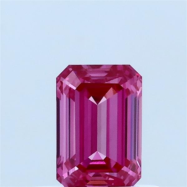 0.59 Carat Emerald Lab Grown Diamond, Fancy Vivid Pink Color, VVS2 Clarity