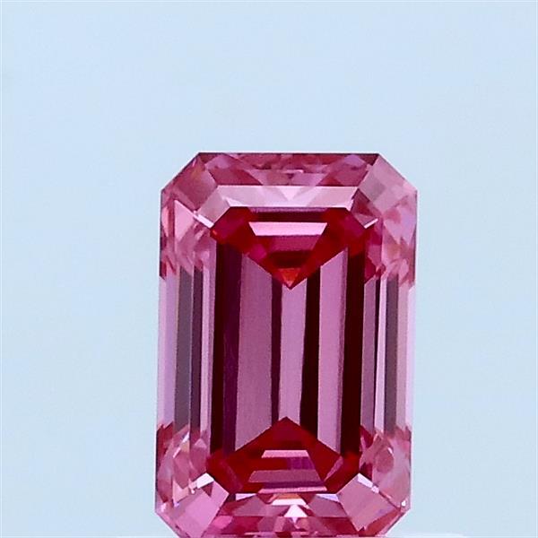 0.73 Carat Emerald Lab Grown Diamond, Fancy Vivid Pink Color, VVS2 Clarity