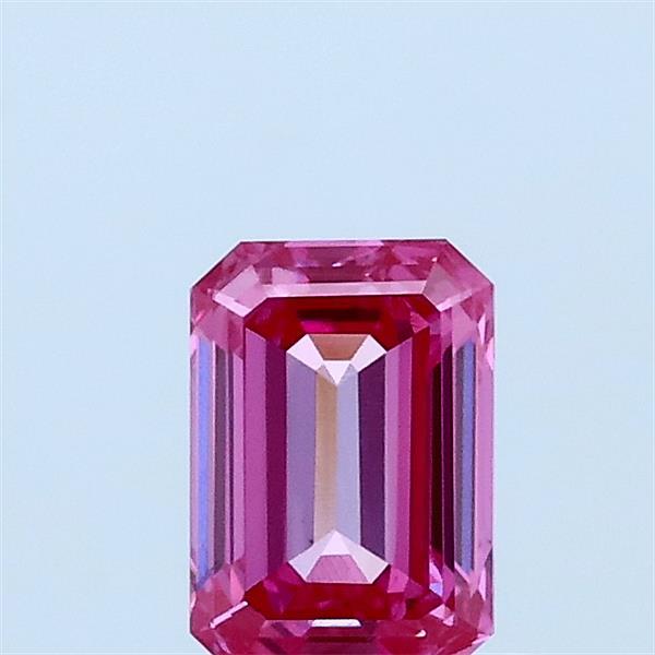 0.56 Carat Emerald Lab Grown Diamond, Fancy Vivid Pink Color, VS1 Clarity