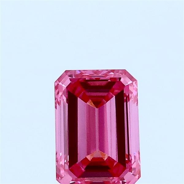 0.57 Carat Emerald Lab Grown Diamond, Fancy Vivid Pink Color, VS1 Clarity