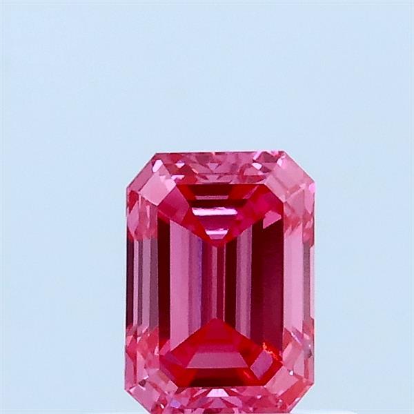 0.60 Carat Emerald Lab Grown Diamond, Fancy Vivid Pink Color, VVS1 Clarity