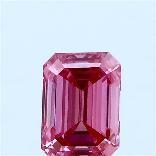 0.73 Carat Emerald Lab Grown Diamond, Fancy Vivid Pink Color, VVS2 Clarity