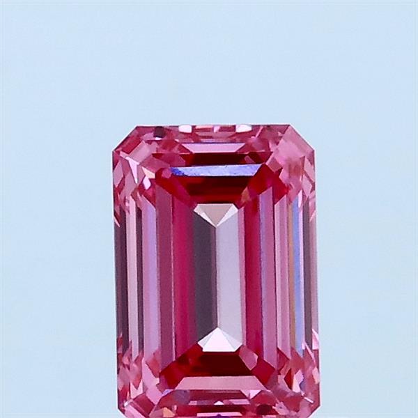 0.73 Carat Emerald Lab Grown Diamond, Fancy Vivid Pink Color, VVS2 Clarity