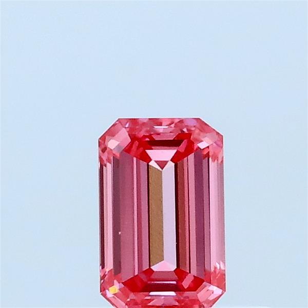 0.43 Carat Emerald Lab Grown Diamond, Fancy Vivid Pink Color, VVS2 Clarity