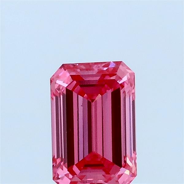0.59 Carat Emerald Lab Grown Diamond, Fancy Vivid Pink Color, VS1 Clarity