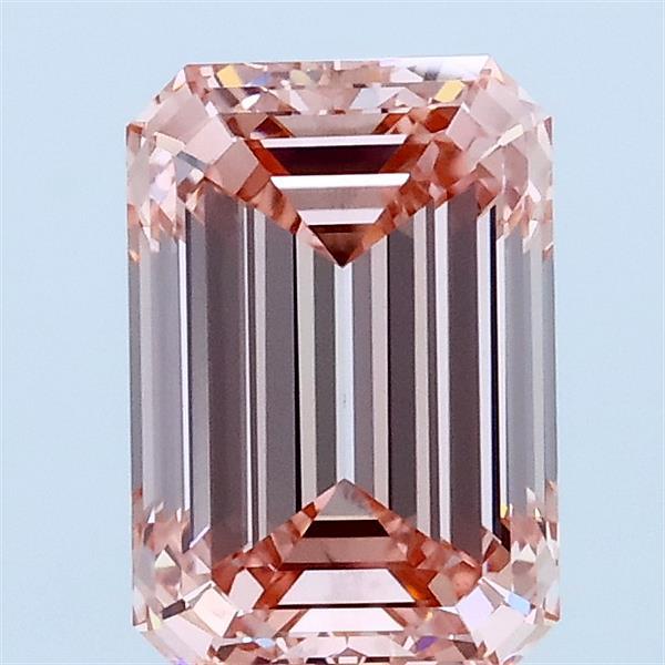 1.61 Carat Emerald Lab Grown Diamond, Fancy Intense Pink Color, VVS2 Clarity
