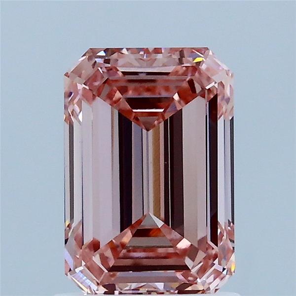 1.50 Carat Emerald Lab Grown Diamond, Fancy Intense Pink Color, VVS2 Clarity