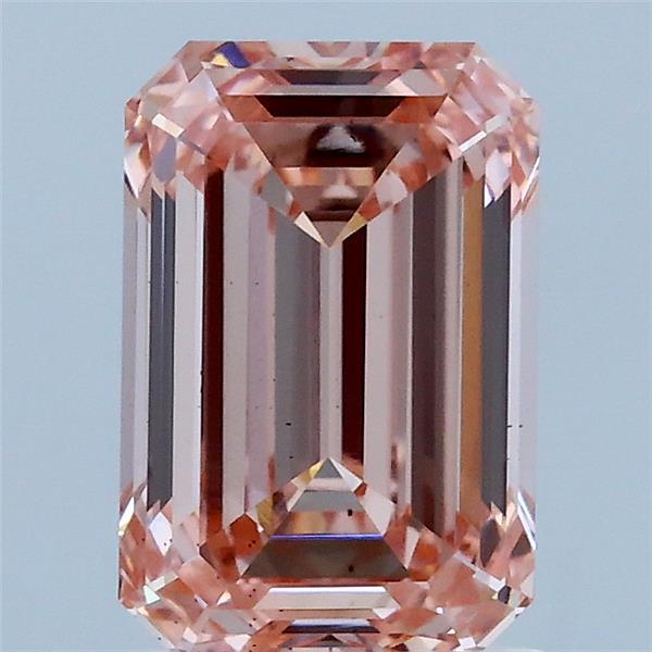 2.04 Carat Emerald Lab Grown Diamond, Fancy Intense Pink Color, VS2 Clarity