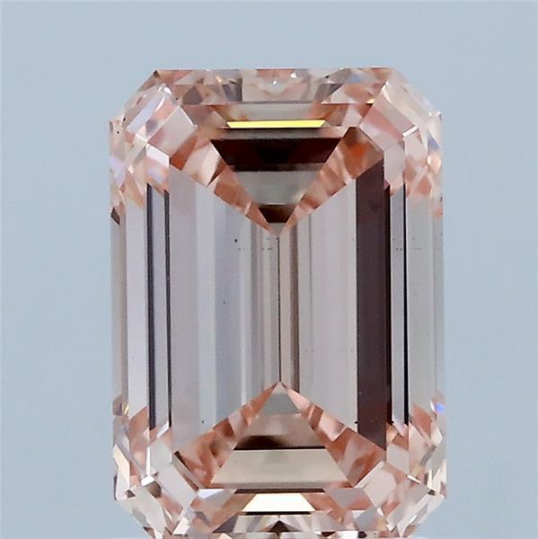 2.04 Carat Emerald Lab Grown Diamond, Fancy Intense Pink Color, VS1 Clarity