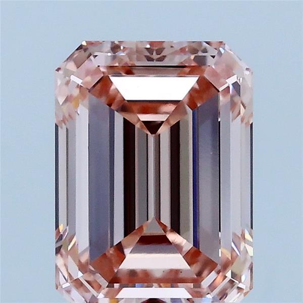 1.85 Carat Emerald Lab Grown Diamond, Fancy Intense Pink Color, VS1 Clarity