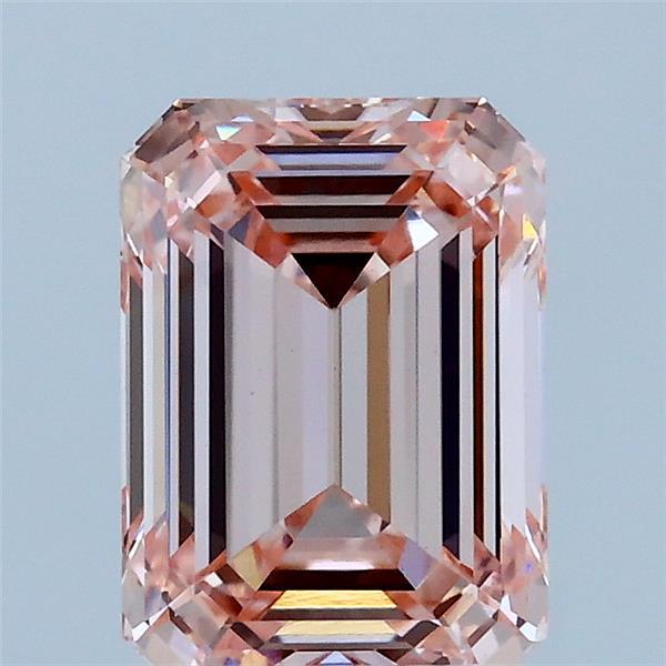 2.01 Carat Emerald Lab Grown Diamond, Fancy Intense Pink Color, VS1 Clarity