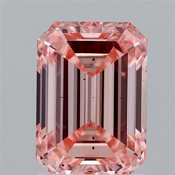 2.09 Carat Emerald Lab Grown Diamond, Fancy Intense Pink Color, SI1 Clarity
