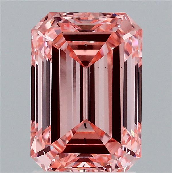 2.38 Carat Emerald Lab Grown Diamond, Fancy Vivid Pink Color, SI1 Clarity
