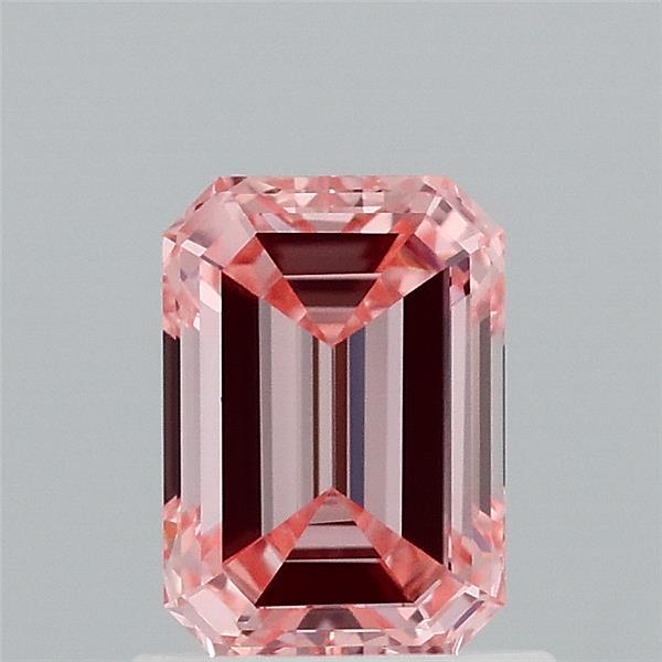 0.99 Carat Emerald Lab Grown Diamond, Fancy Intense Pink Color, VVS2 Clarity