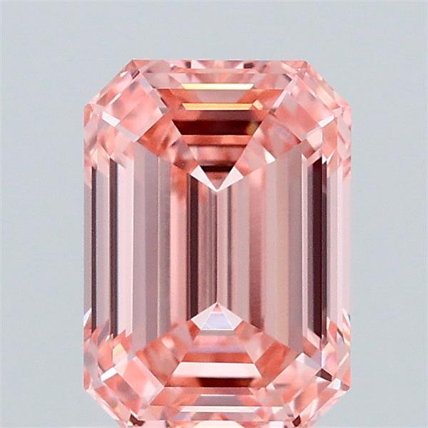 1.31 Carat Emerald Lab Grown Diamond, Fancy Vivid Pink Color, VVS1 Clarity