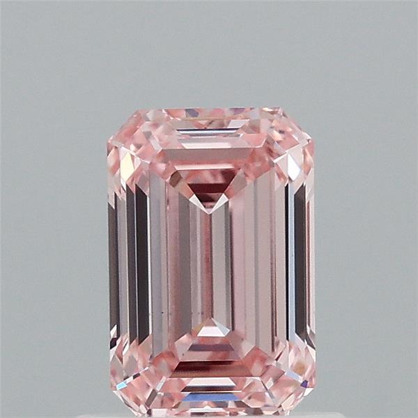 0.94 Carat Emerald Lab Grown Diamond, Fancy Intense Pink Color, VS1 Clarity