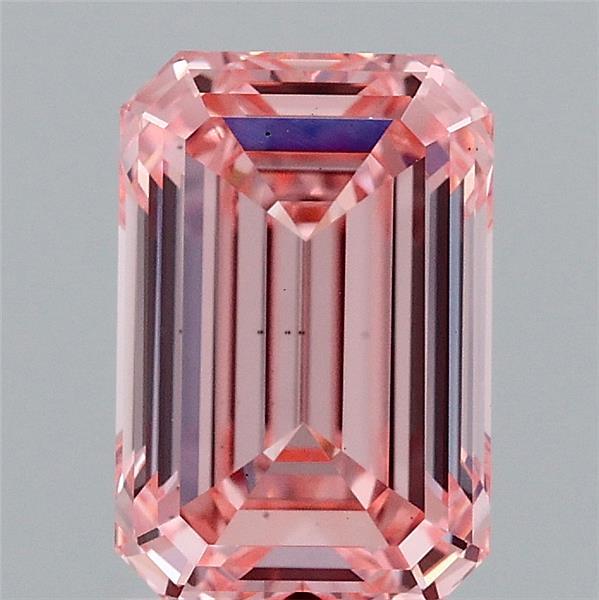 2.05 Carat Emerald Lab Grown Diamond, Fancy Vivid Pink Color, VS1 Clarity