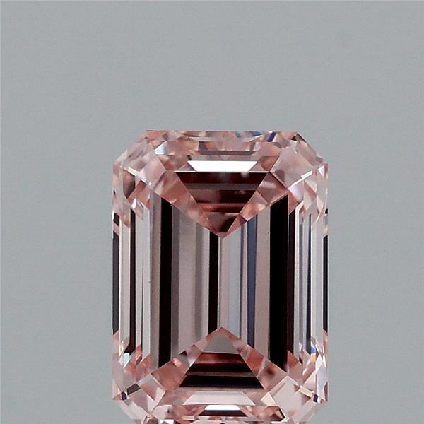 1.38 Carat Emerald Lab Grown Diamond, Fancy Intense Pink Color, VVS2 Clarity