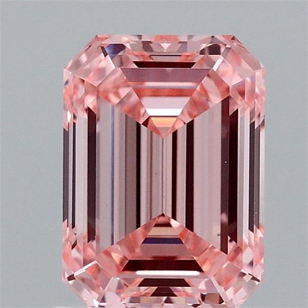 1.53 Carat Emerald Lab Grown Diamond, Fancy Vivid Pink Color, VVS2 Clarity
