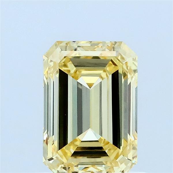 1.00 Carat Emerald Lab Grown Diamond, Fancy Yellow Color, VS1 Clarity