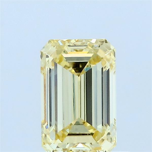 0.83 Carat Emerald Lab Grown Diamond, Fancy Yellow Color, VVS2 Clarity