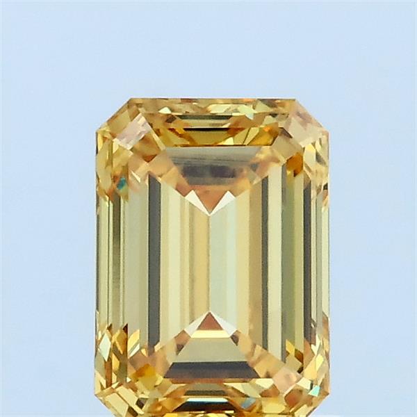 1.02 Carat Emerald Lab Grown Diamond, Fancy Intense Yellow Color, VS1 Clarity