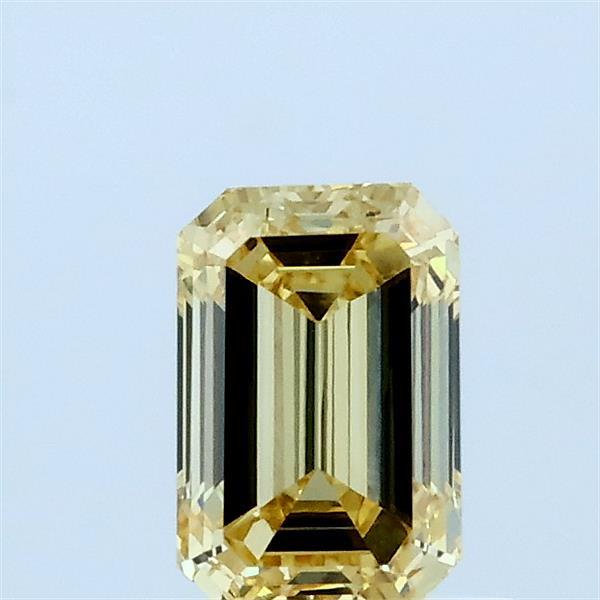 0.73 Carat Emerald Lab Grown Diamond, Fancy Yellow Color, VVS1 Clarity