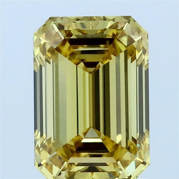 1.52 Carat Emerald Lab Grown Diamond, Fancy Intense Yellow Color, VVS2 Clarity
