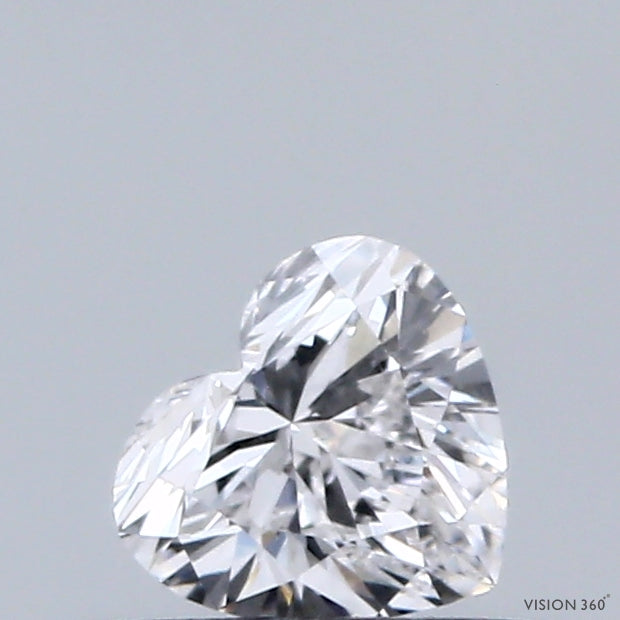0.38 Carat Heart Lab Grown Diamond, Very Good Polish, E Color, VS1 Clarity