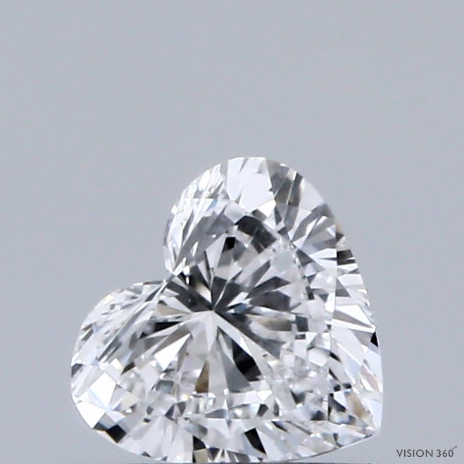 0.49 Carat Heart Lab Grown Diamond, Very Good Polish, D Color, VVS2 Clarity